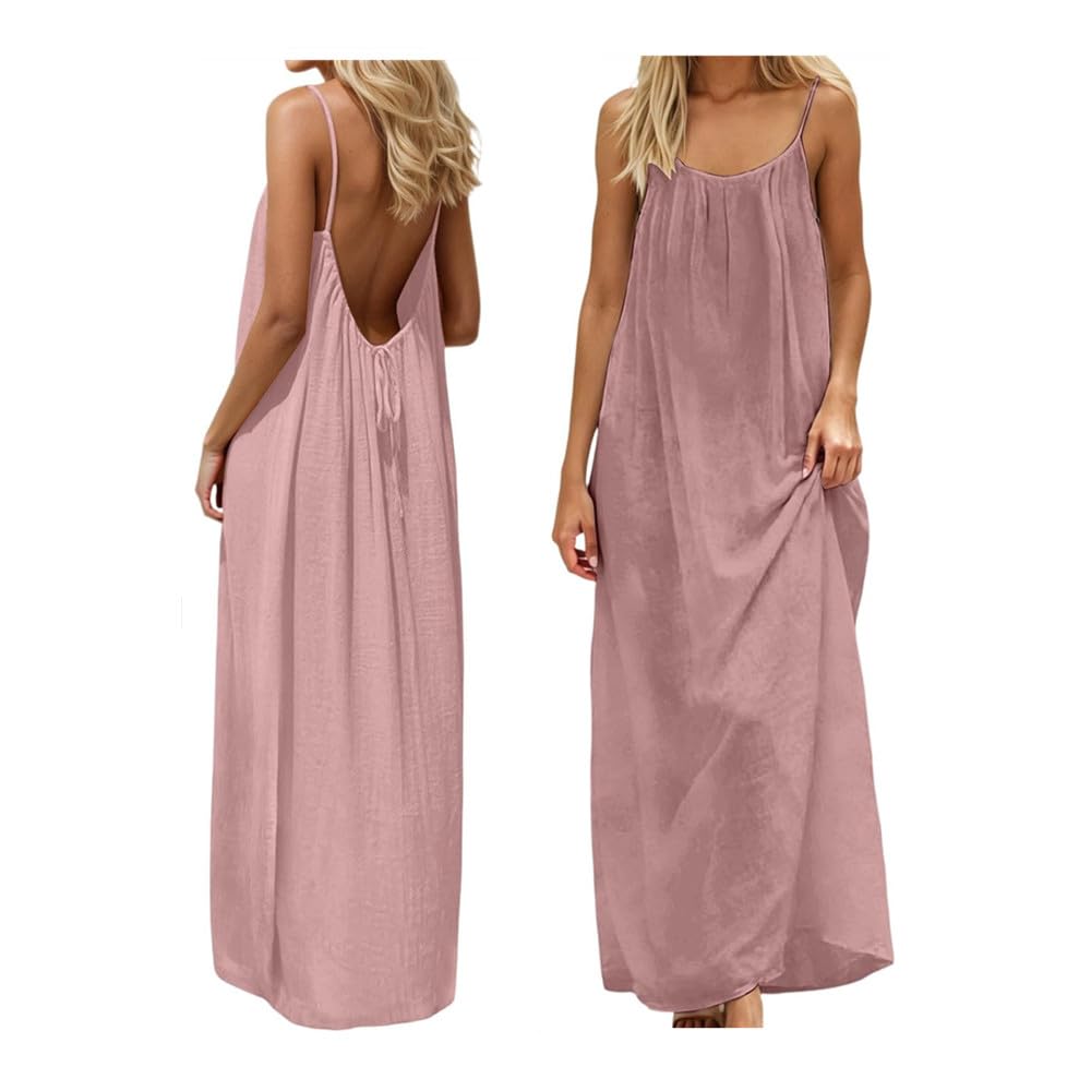 Backless Cami Dress Backless Dress House Dress for Women Sleeveless Long Cami Lounge Dress Backless for Indoor Summer Wear