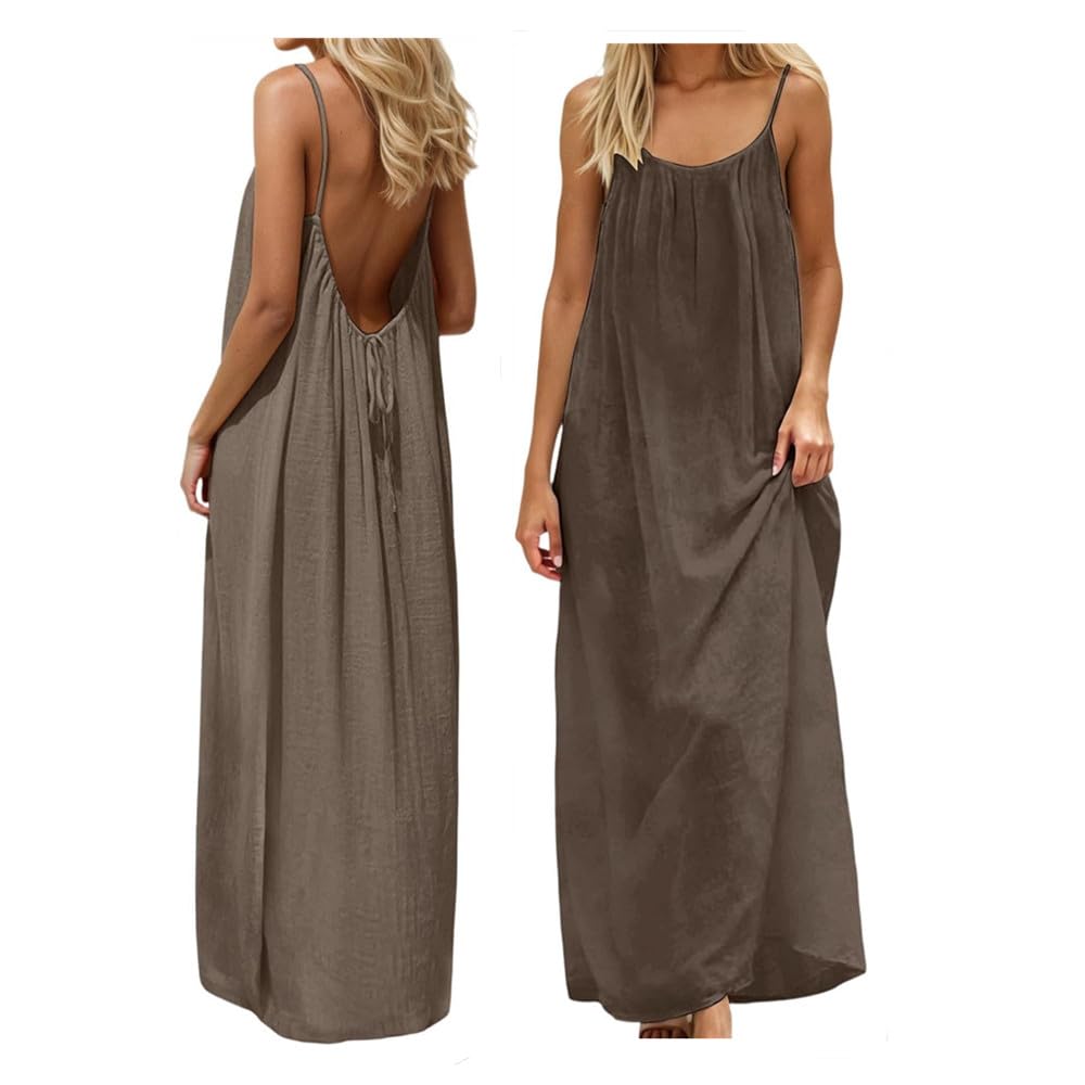 Backless Cami Dress Backless Dress House Dress for Women Sleeveless Long Cami Lounge Dress Backless for Indoor Summer Wear