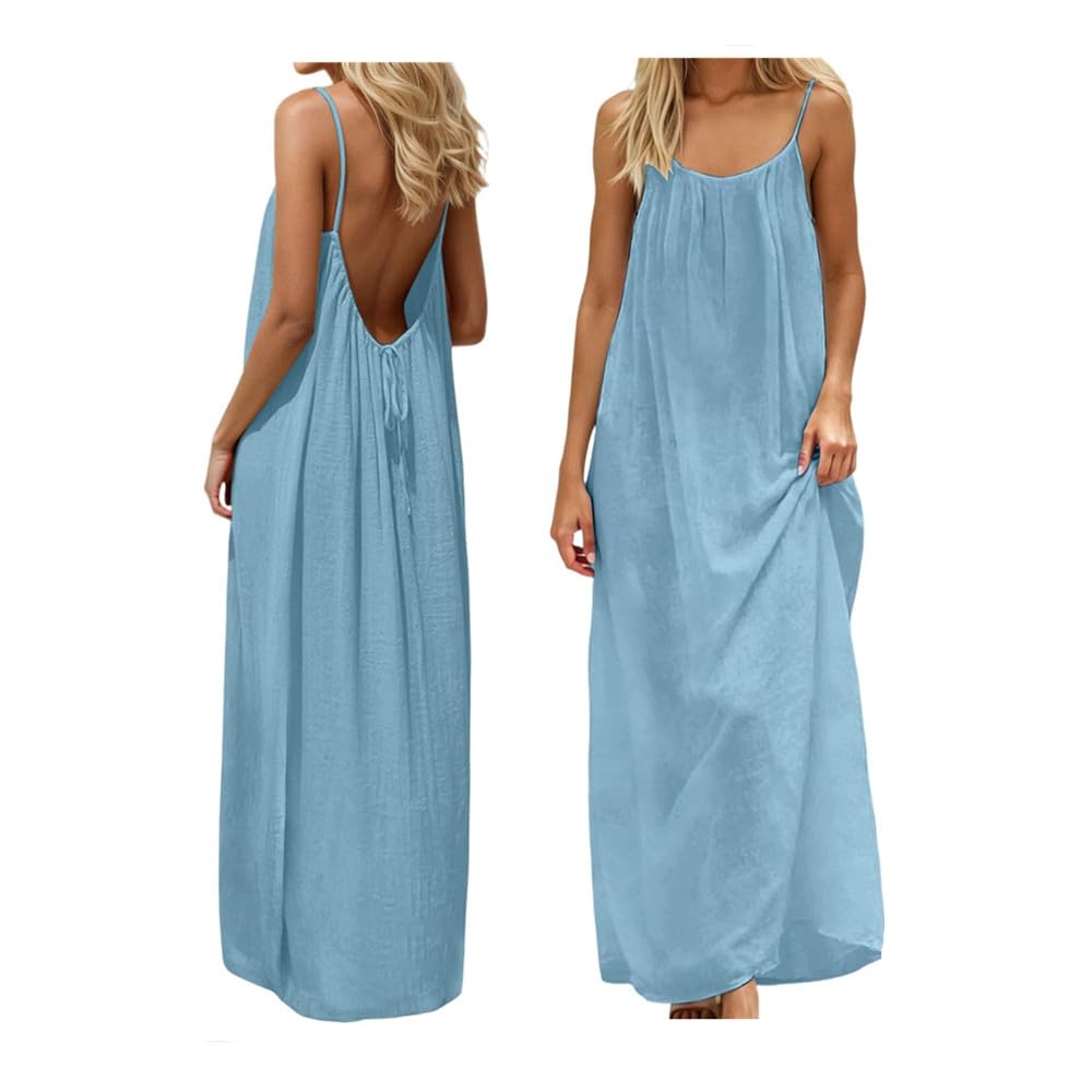 Backless Cami Dress Backless Dress House Dress for Women Sleeveless Long Cami Lounge Dress Backless for Indoor Summer Wear