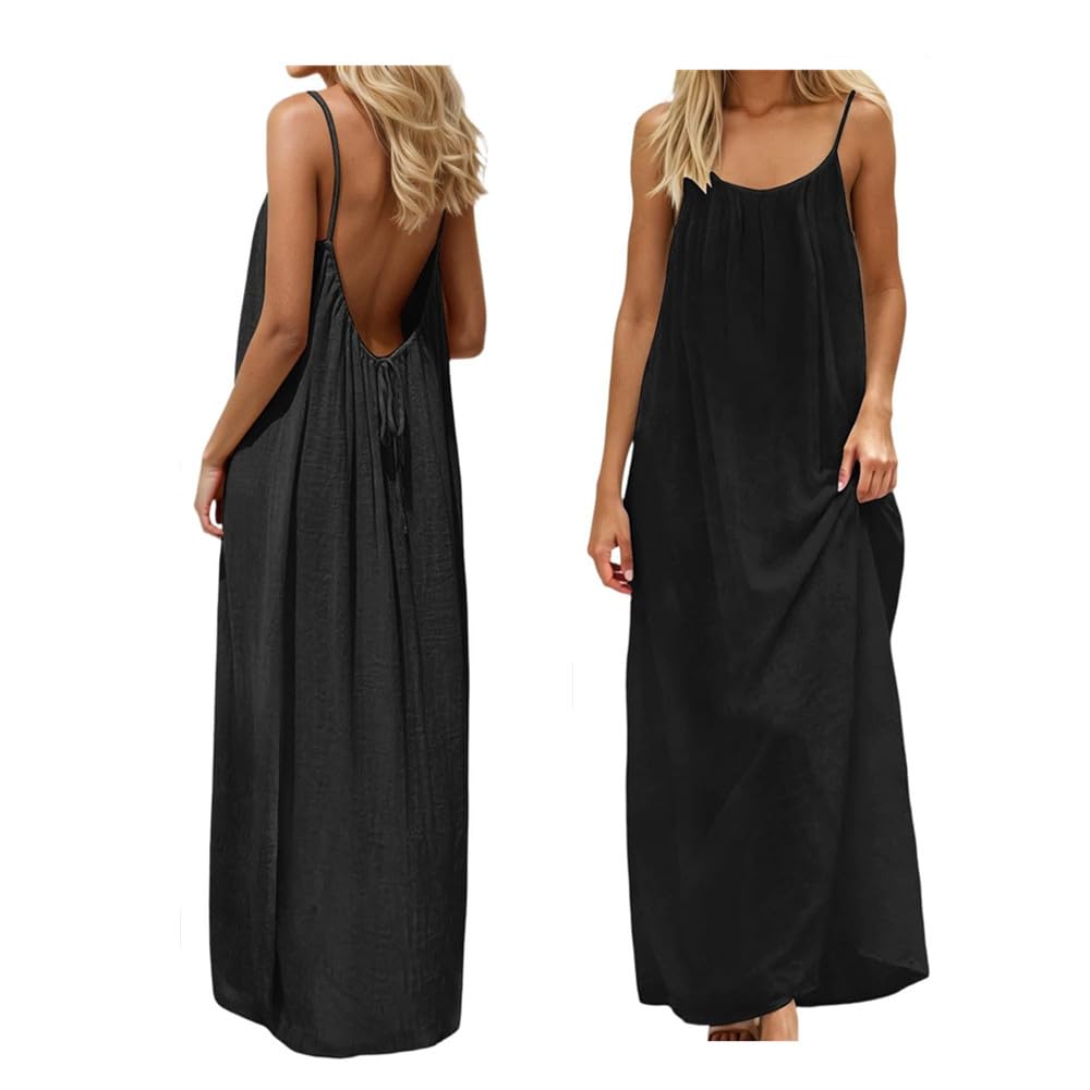 Backless Cami Dress Backless Dress House Dress for Women Sleeveless Long Cami Lounge Dress Backless for Indoor Summer Wear