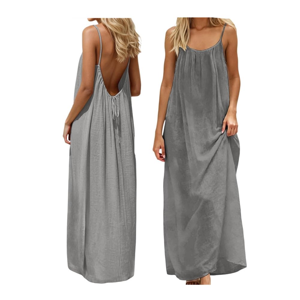 Backless Cami Dress Backless Dress House Dress for Women Sleeveless Long Cami Lounge Dress Backless for Indoor Summer Wear