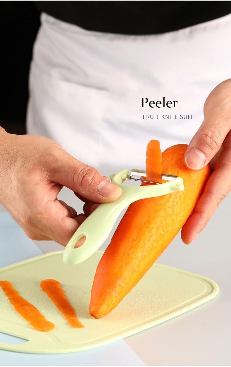 3-in-1 Premium Kitchen Set Include Scissors, Peeler, Knives – Dishwasher-Safe, Stainless Steel, Ergonomically Designed for Meat, Veggies & Gifting,Pink