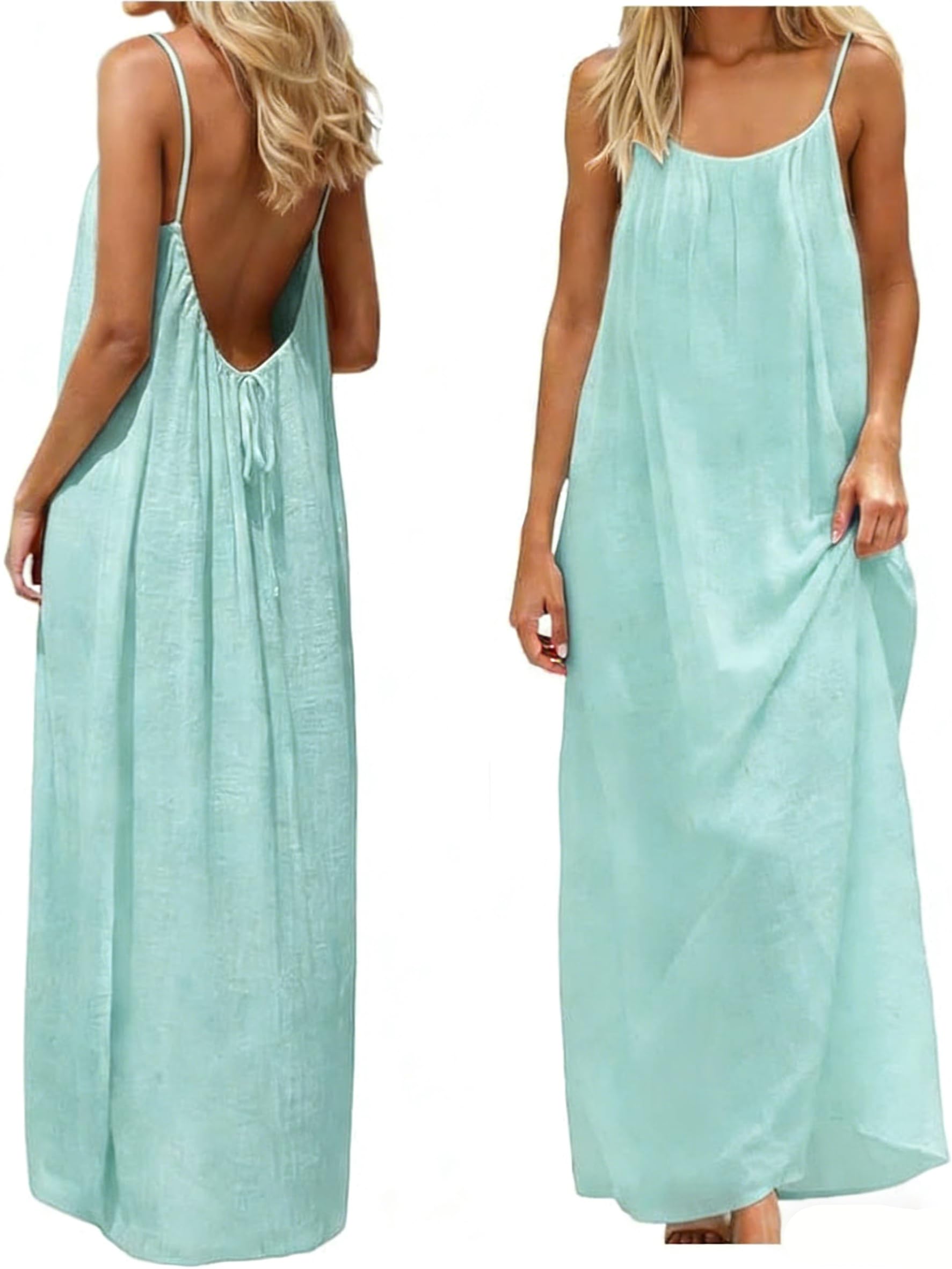 Backless Cami Dress Backless Dress House Dress for Women Sleeveless Long Cami Lounge Dress Backless for Indoor Summer Wear