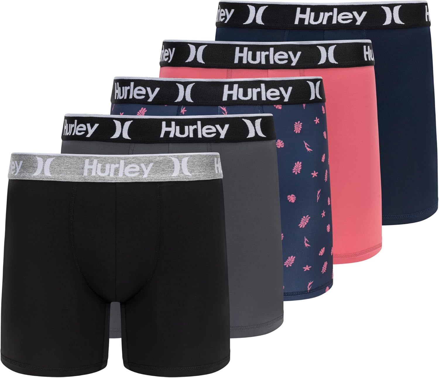 Hurley mens 5 Pack Stretch Boxer Briefs