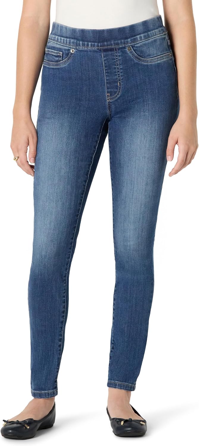 Amazon Essentials Womens Stretch Denim Mid-Rise Pull-On Travel-Friendly Flexible Jegging