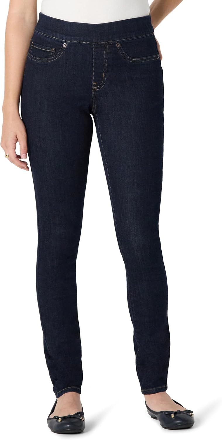 Amazon Essentials Womens Stretch Denim Mid-Rise Pull-On Travel-Friendly Flexible Jegging
