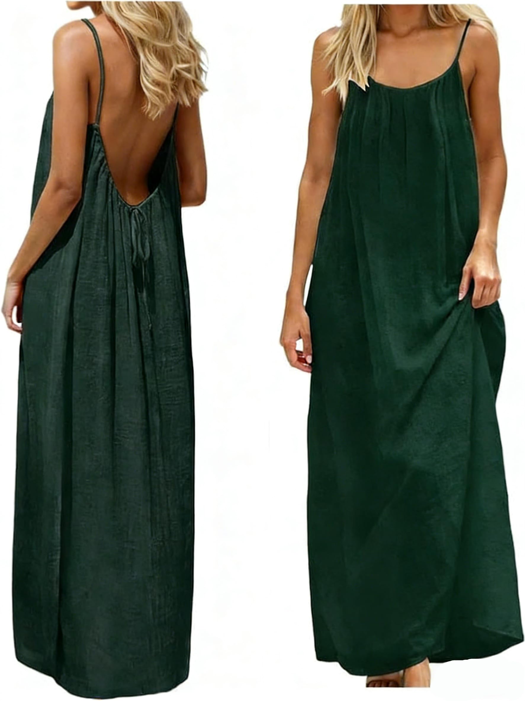 Backless Cami Dress Backless Dress House Dress for Women Sleeveless Long Cami Lounge Dress Backless for Indoor Summer Wear