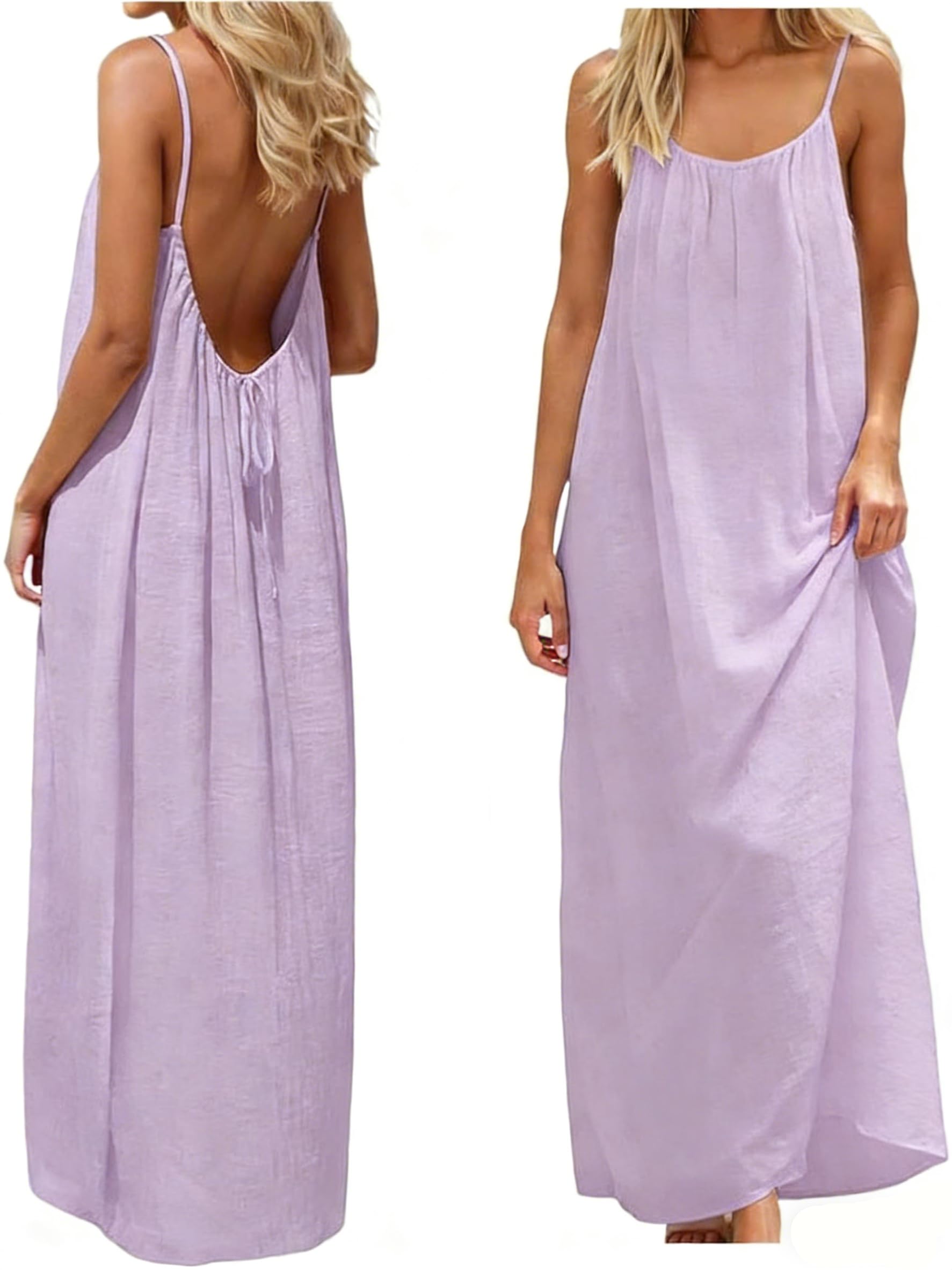 Backless Cami Dress Backless Dress House Dress for Women Sleeveless Long Cami Lounge Dress Backless for Indoor Summer Wear