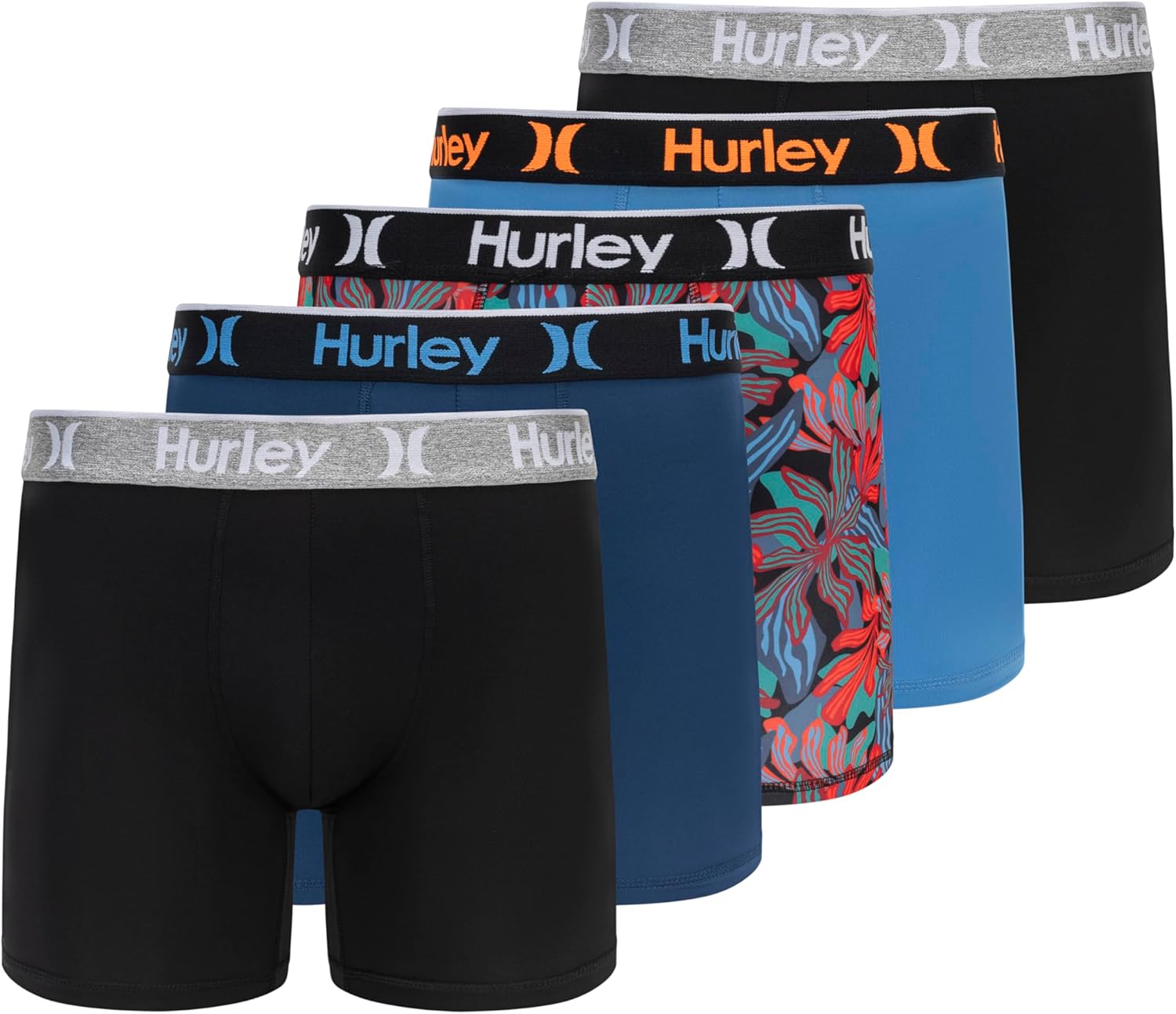 Hurley mens 5 Pack Stretch Boxer Briefs