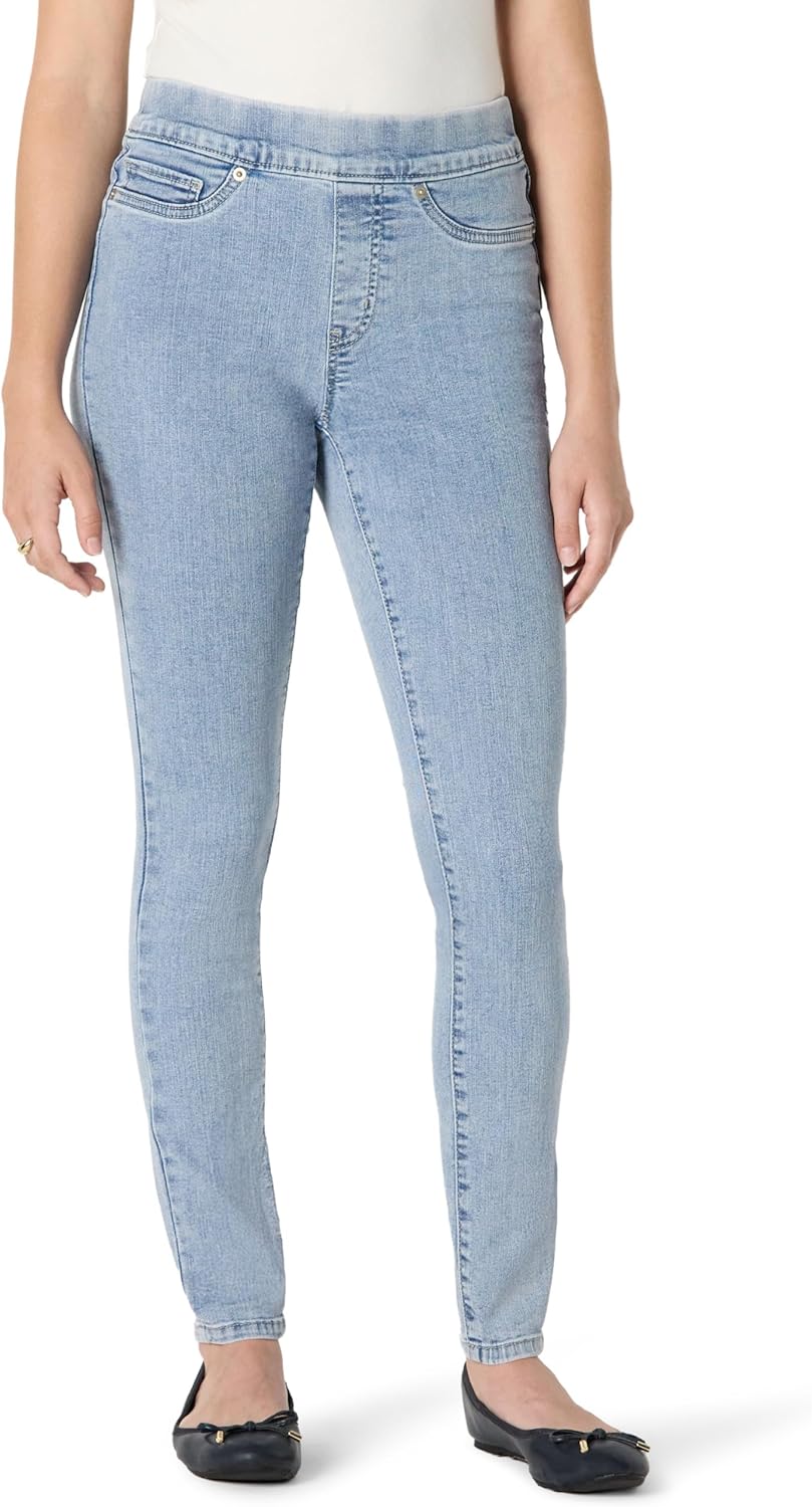 Amazon Essentials Womens Stretch Denim Mid-Rise Pull-On Travel-Friendly Flexible Jegging